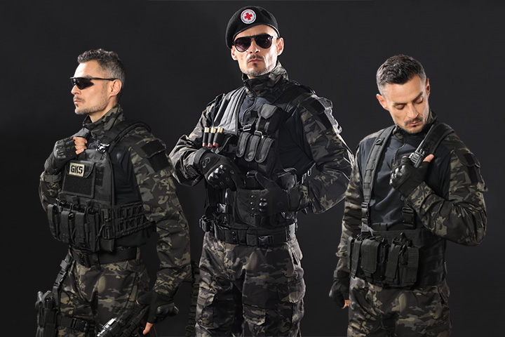 Model wearing our custom Plate Carrier for optimal tactical protection